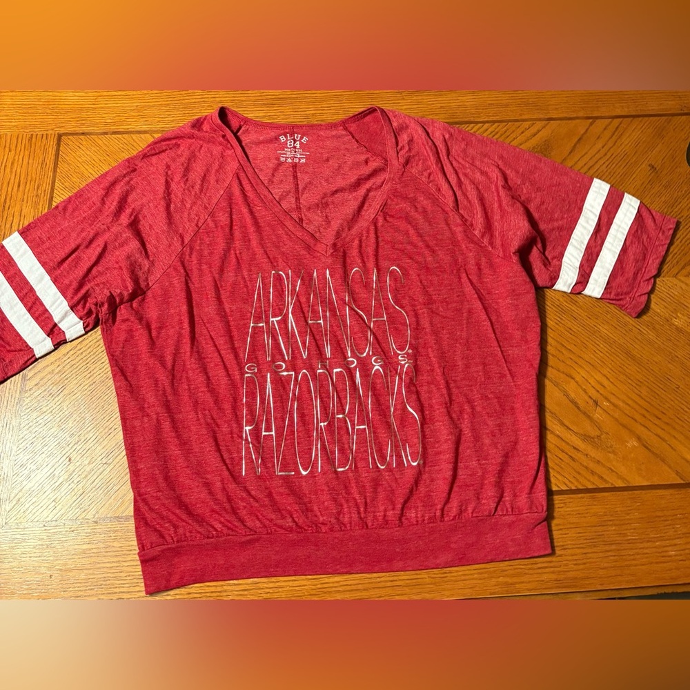 Blue 84 Red Arkansas Razorbacks Women's Top size medium